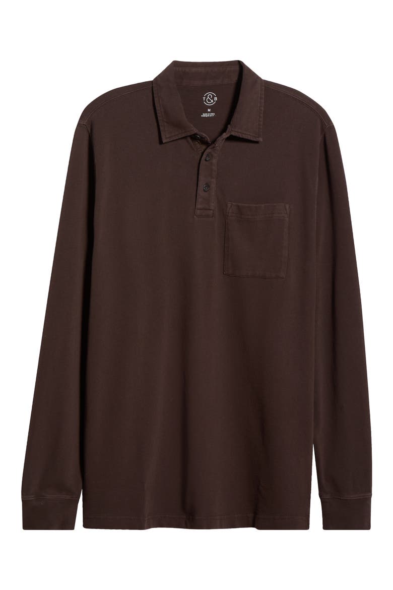 Long Sleeve Heavyweight Jersey Polo, Alternate, color, BROWN SEAL
