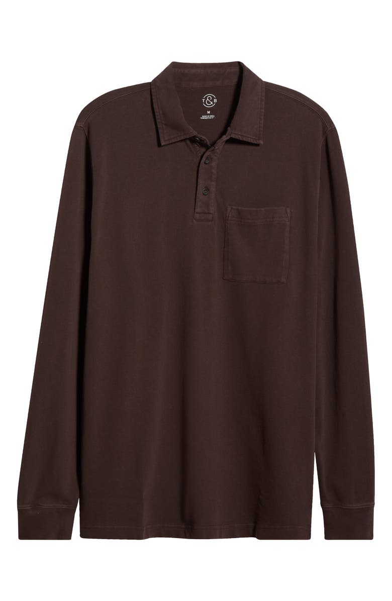Treasure & Bond Long Sleeve Heavyweight Jersey Polo, Alternate, color, Brown Seal