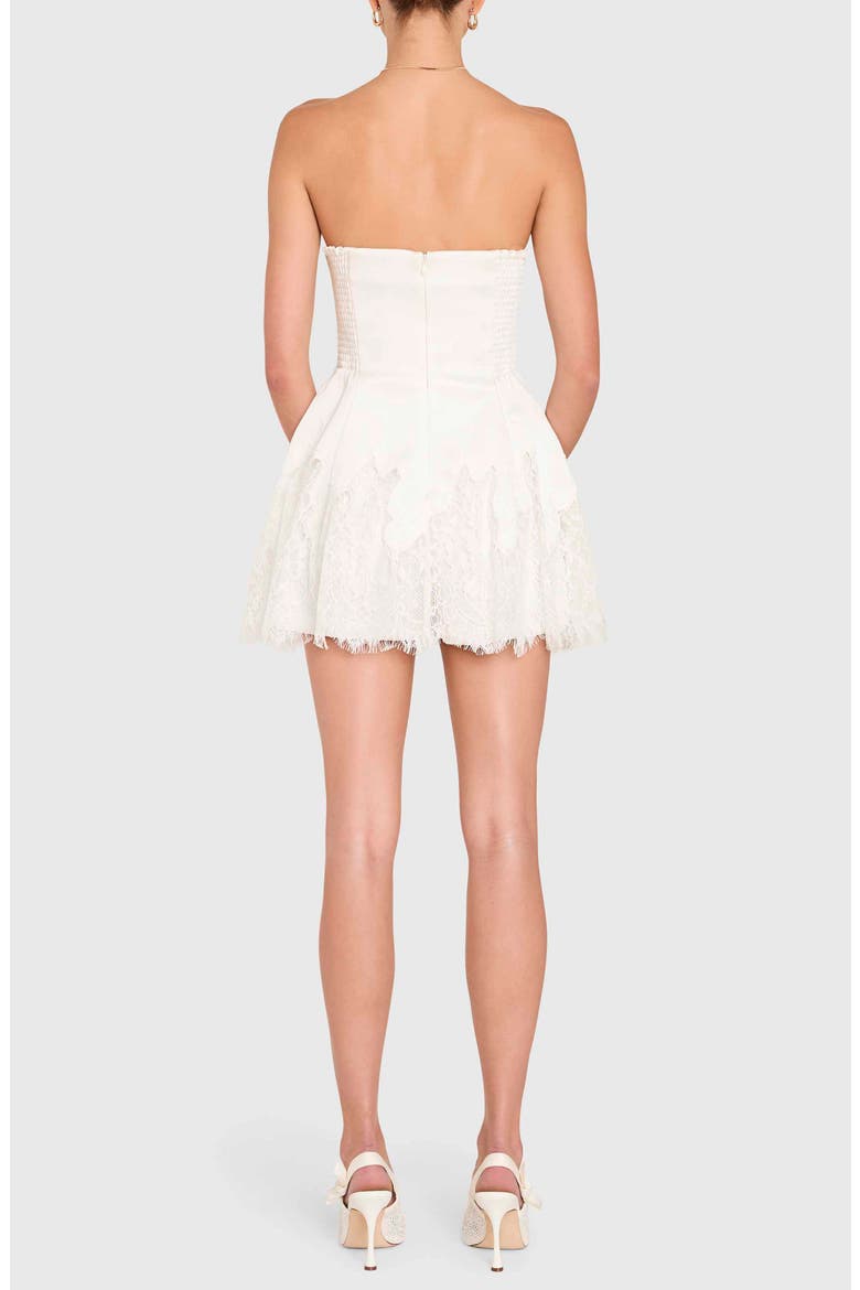 Romilly Lace Hem Strapless Romper, Alternate, color, WHITE