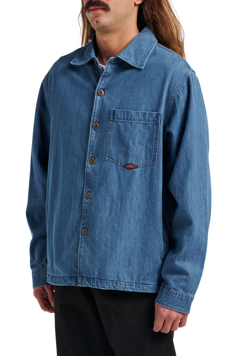 Denim Button-Up Overshirt, Alternate, color, LIGHT INDIGO