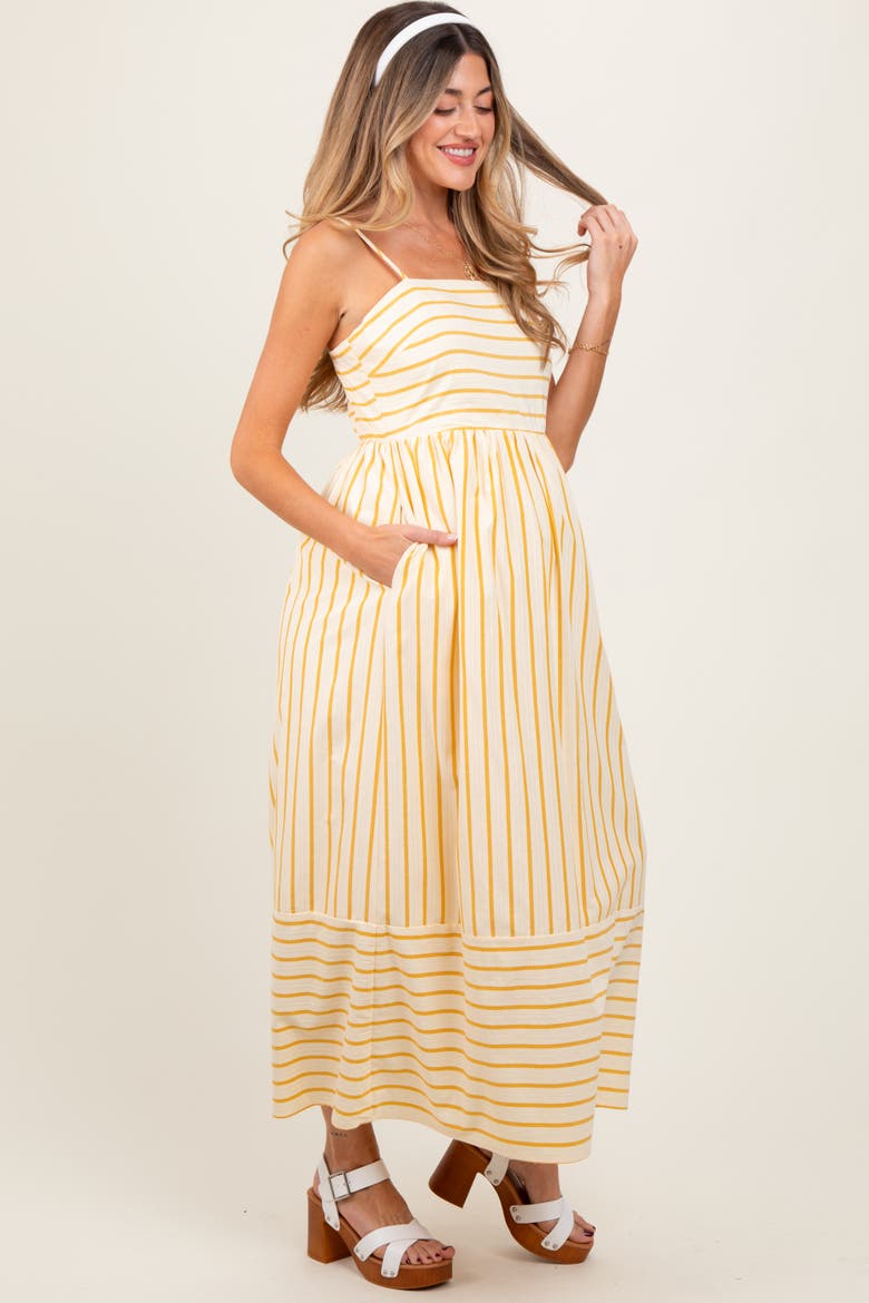 Striped Sleeveless Maxi Dress, Alternate, color, Yellow