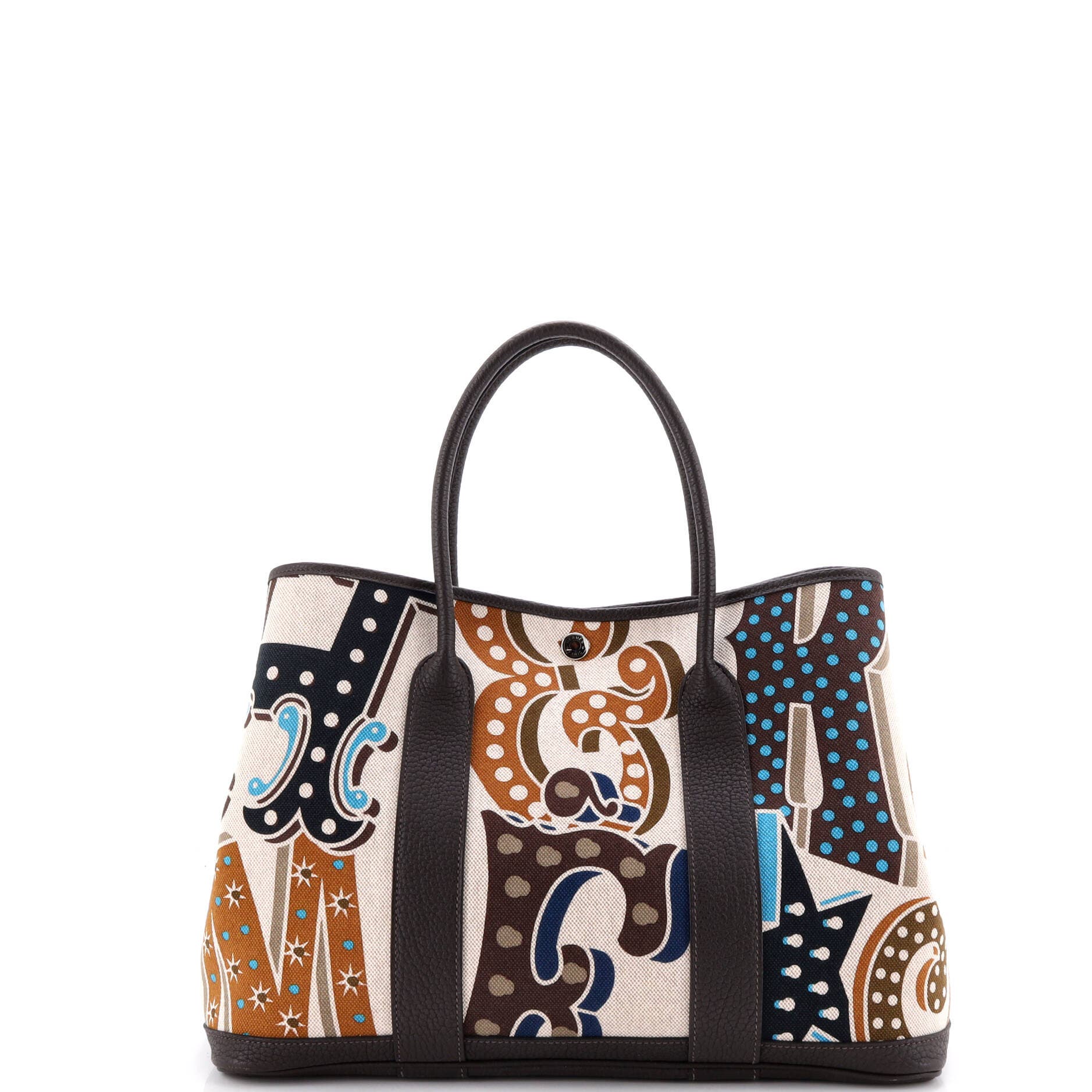 Electrique Garden Party Tote Printed Toile and Leather 36, Alternate, color, Brown