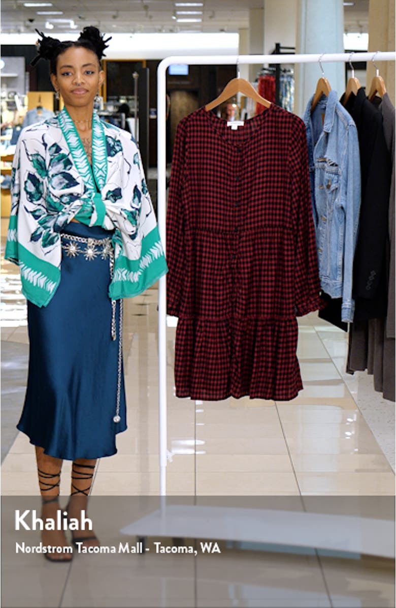 Plaid Tiered Long Sleeve Button-Down Dress, sales video thumbnail