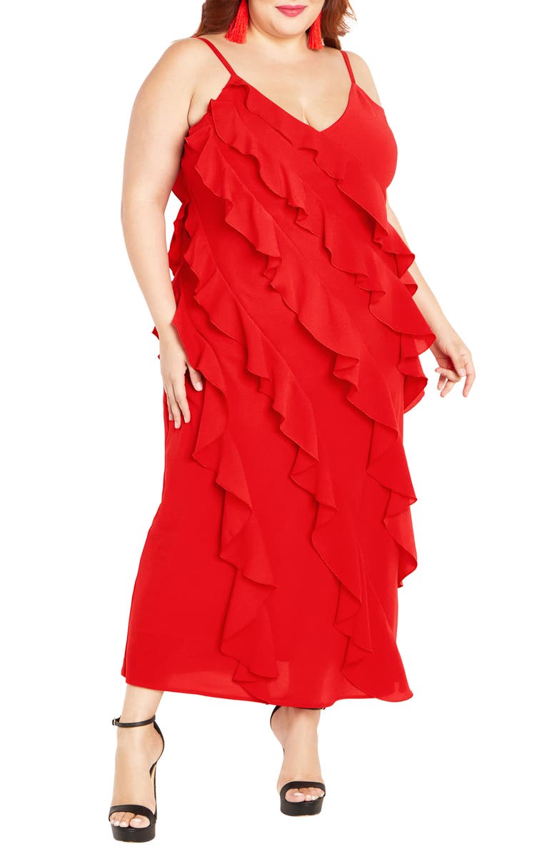 City Chic Waverly Ruffle Midi Dress | Nordstrom