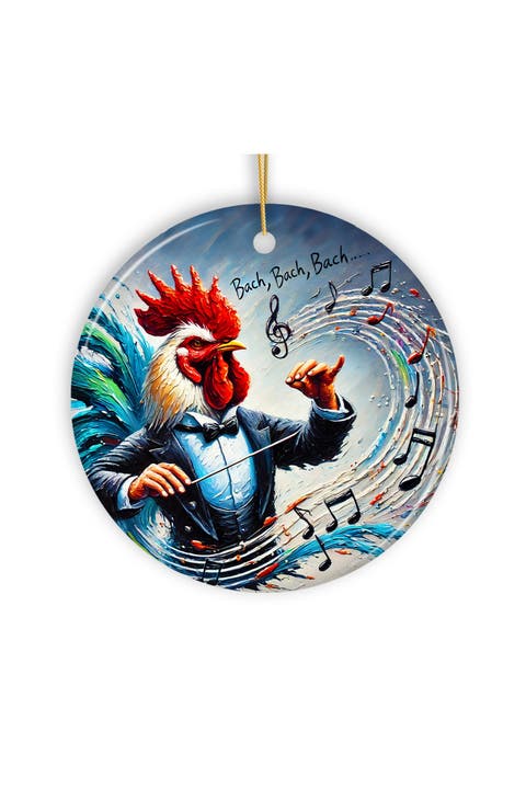 Bach Bach Bach Chicken Conductor Ornament - Version 2