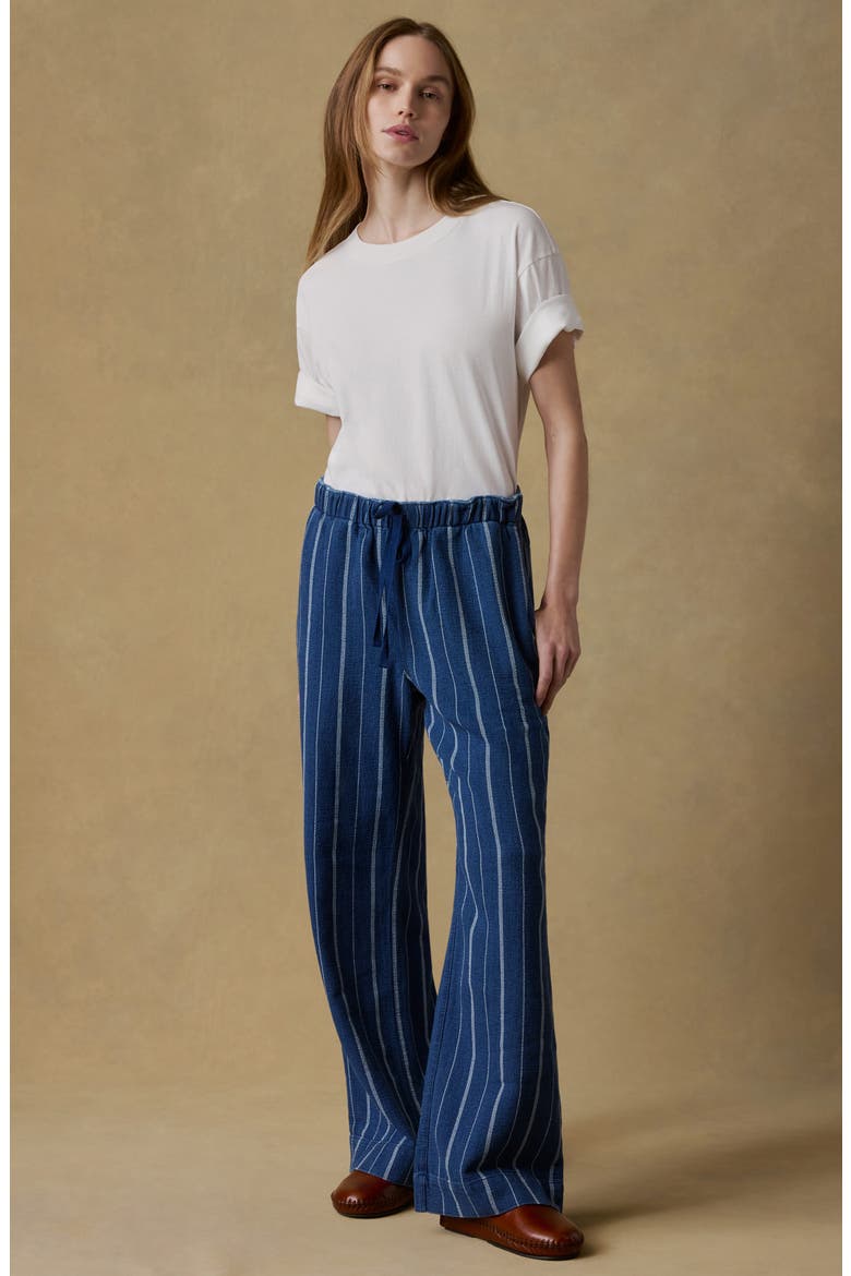 Laidback Organic Cotton Pull-On Pants, Alternate, color, INDIGO DRIFT STRIPE