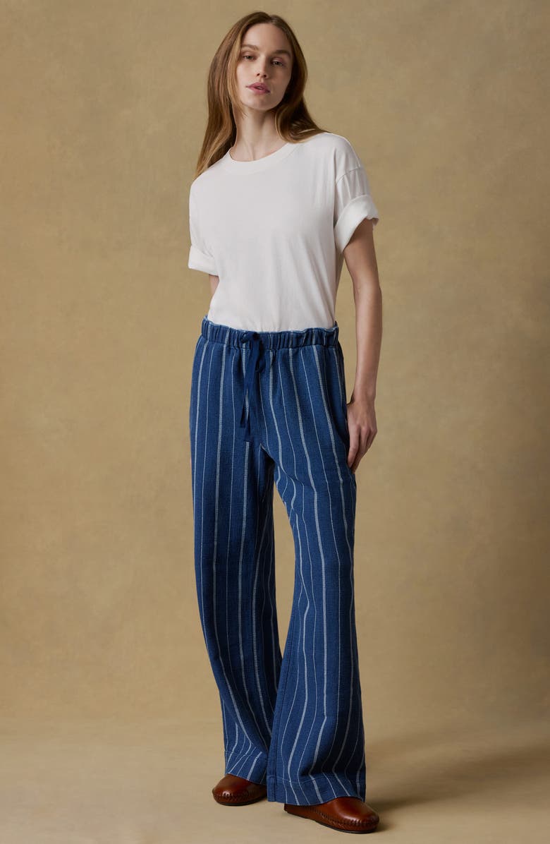 Faherty Laidback Organic Cotton Pull-On Pants, Alternate, color, Indigo Drift Stripe