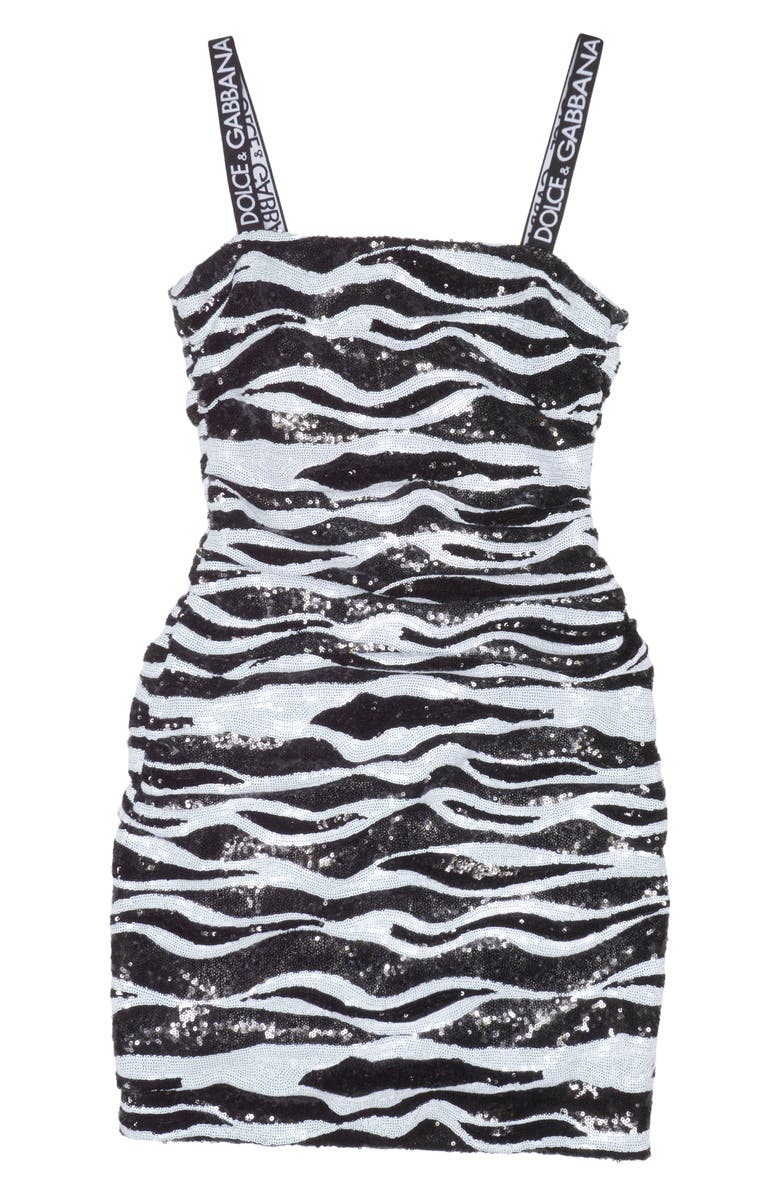 Dolce&Gabbana Zebra Sequin Mini Dress, Alternate, color,