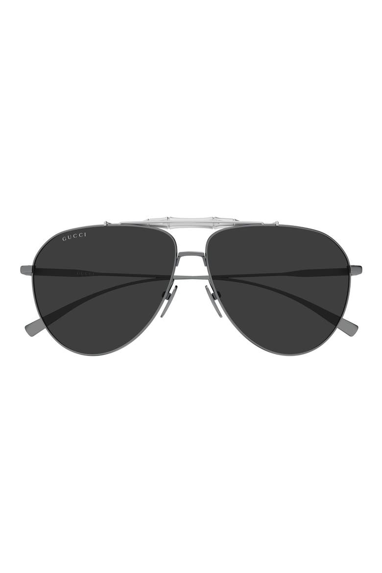 60mm Pilot Sunglasses, Main, color, RUTHENIUM