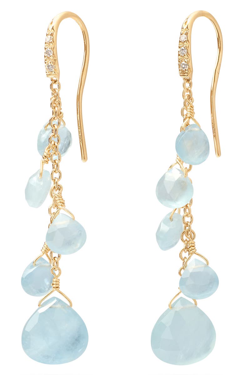 Marco Bicego Paradise Aquamarine Drop Earrings, Main, color, 18K Yellow Gold