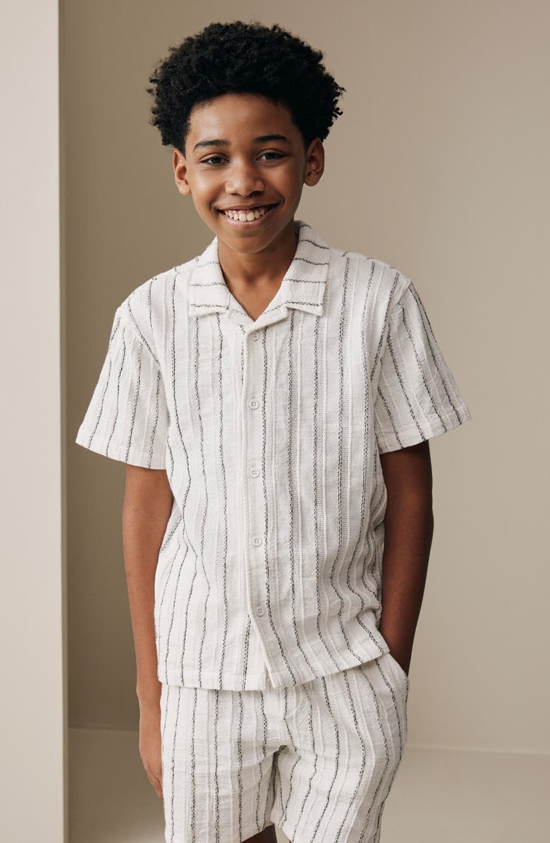 NEXT Kids' Stripe Button-Up Shirt & Shorts Set, Alternate, color, White