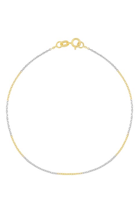 14K Gold Two-Tone Chain Bracelet