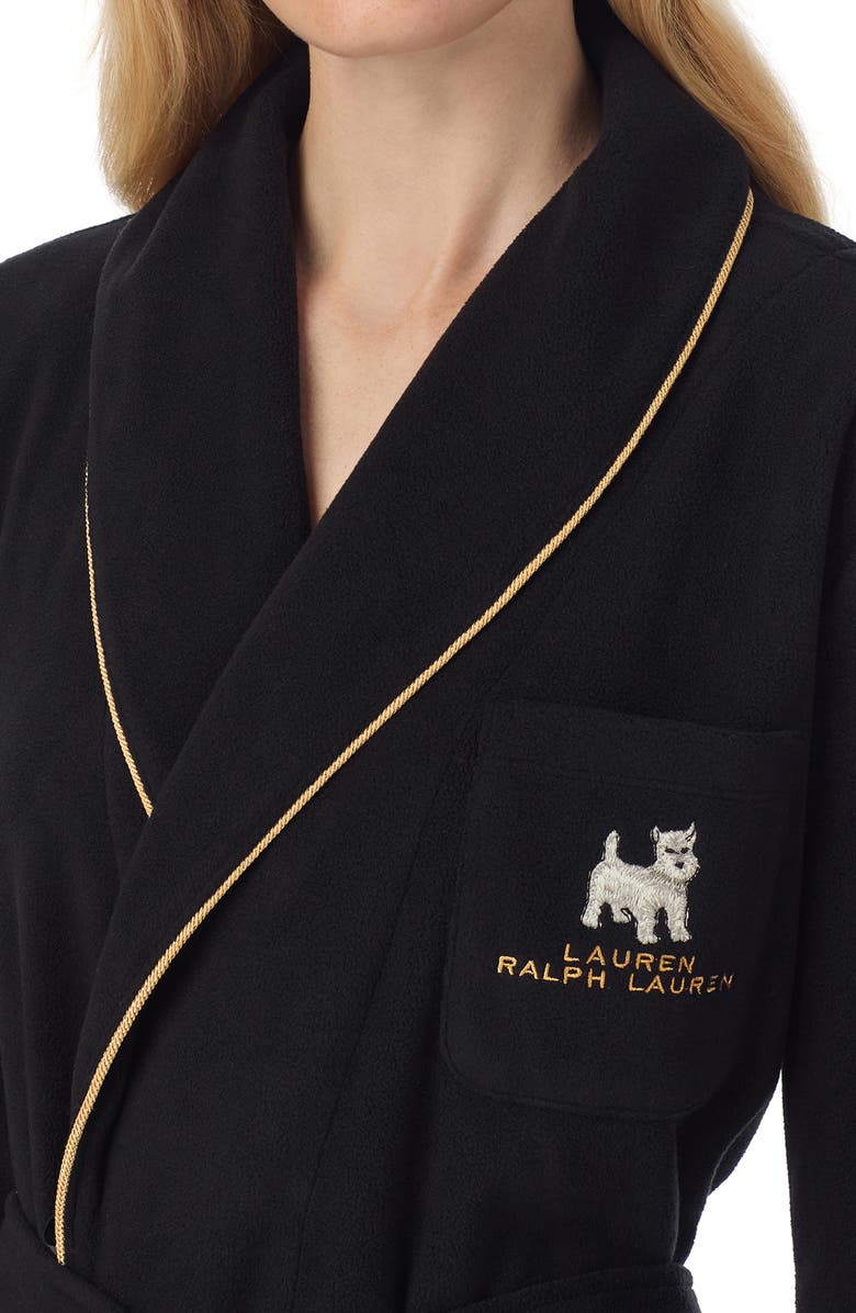 Lauren Ralph Lauren Fleece Robe, Alternate, color, Black