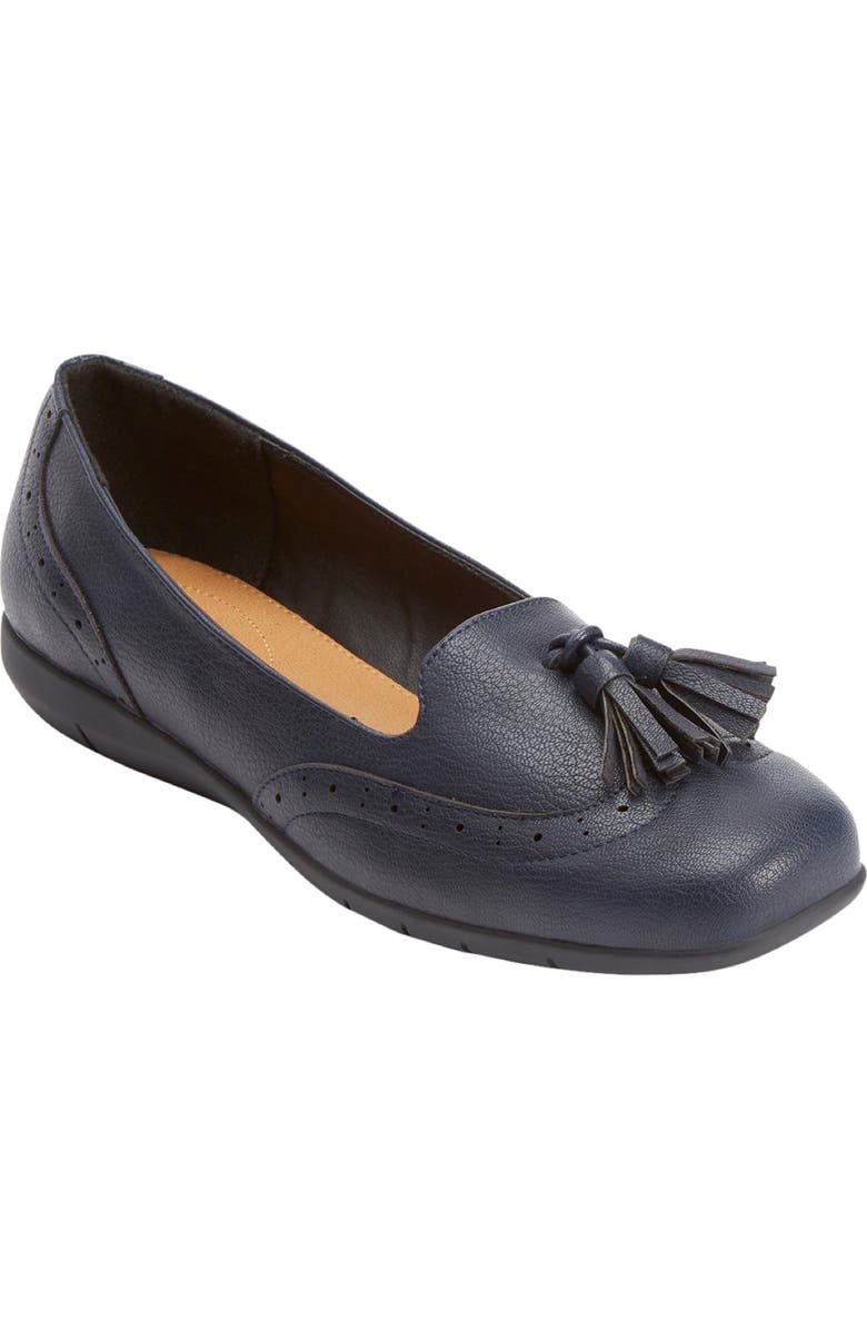 Comfortview The Aster Slip On Flat, Main, color, Navy