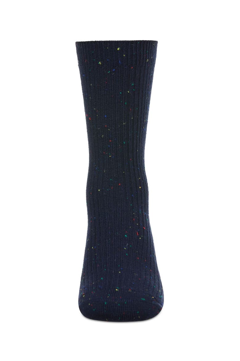 Thin Ribbed Speckled Crew Sock, Alternate, color, Navy
