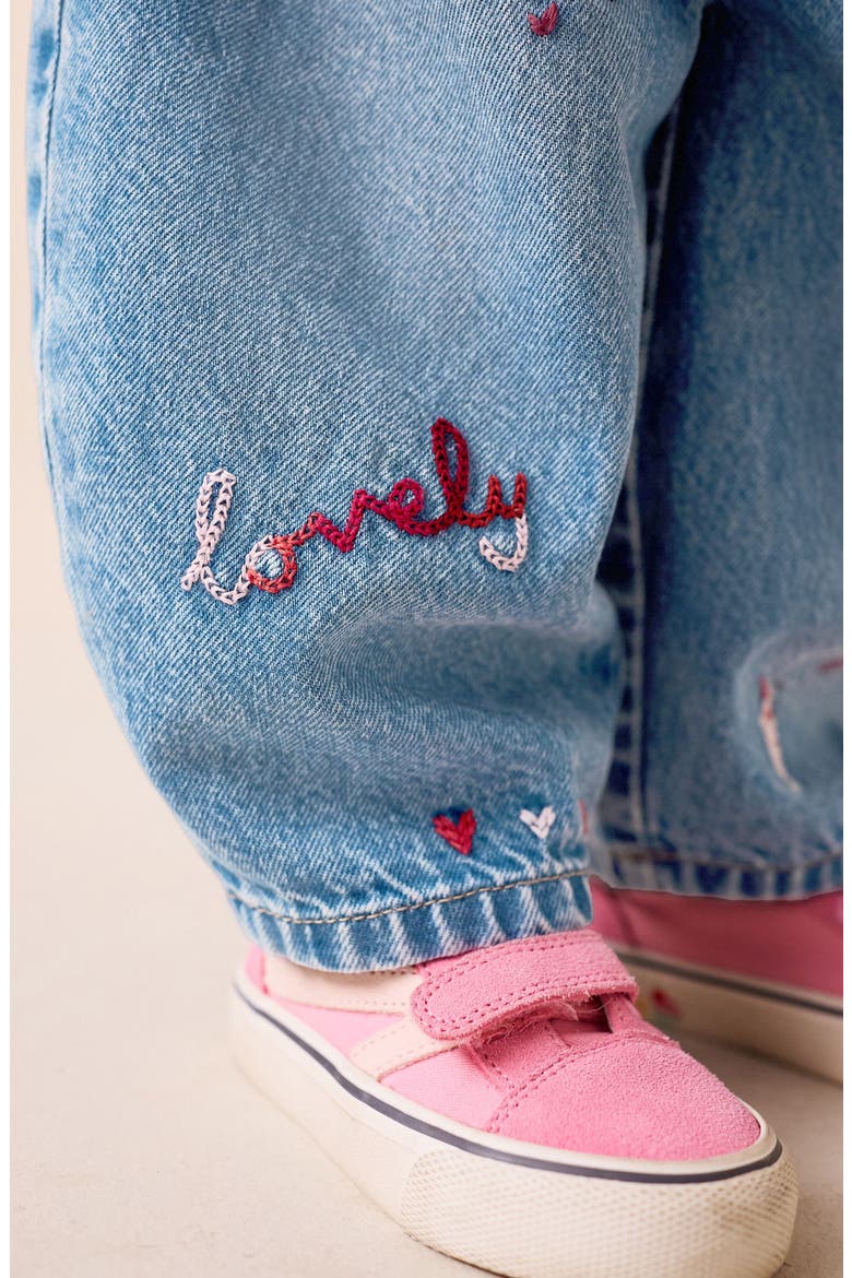 Kids' Heart Embroidered Jeans, Alternate, color, BLUE