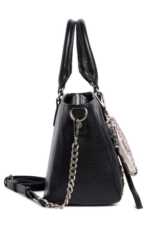 Madden Girl Faux Leather Bowler Top Handle Bag & Charm In Black