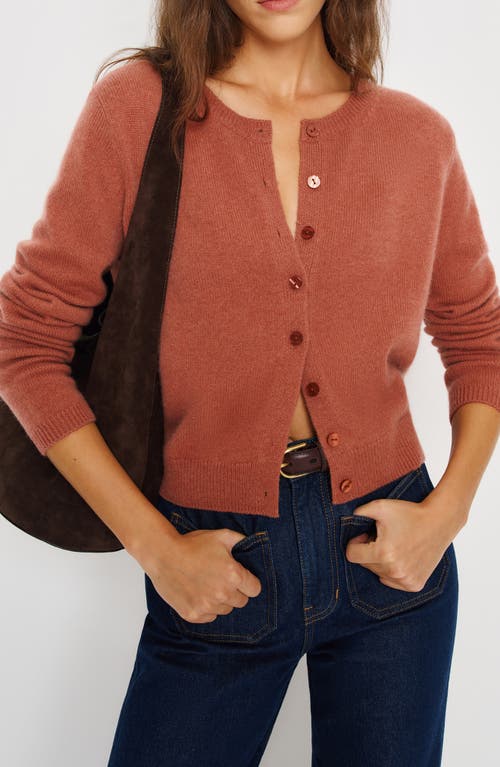 Reformation Clara Cashmere Crew Cardigan In Brown