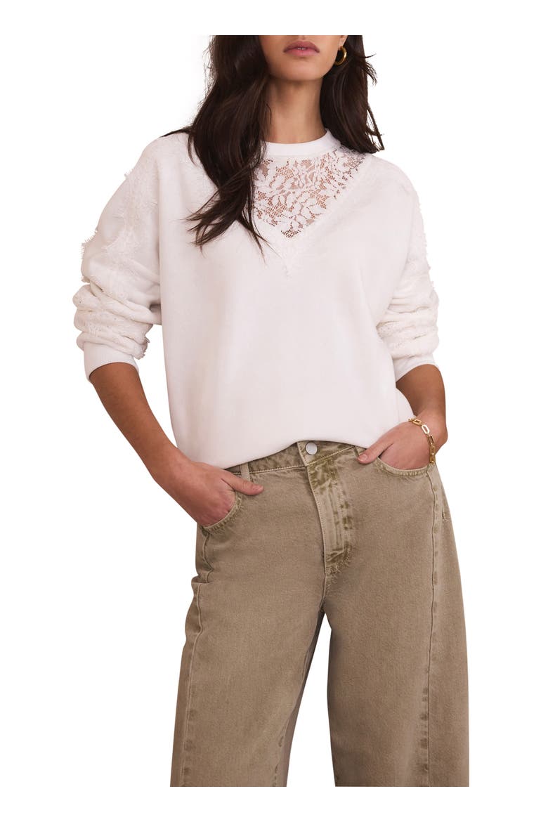 Broderie Detail Sweatshirt, Main, color, Ivory