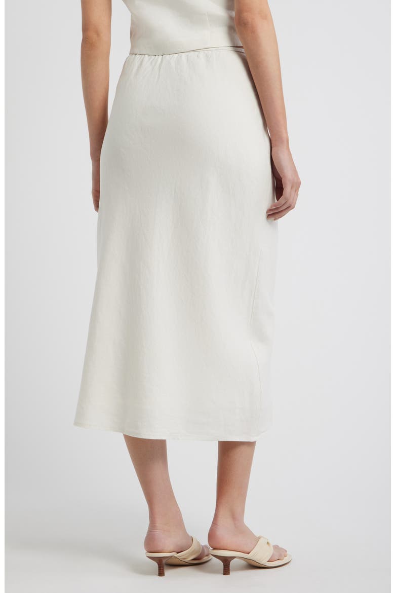 Linen Blend Midi Skirt, Alternate, color, IVORY TOFU