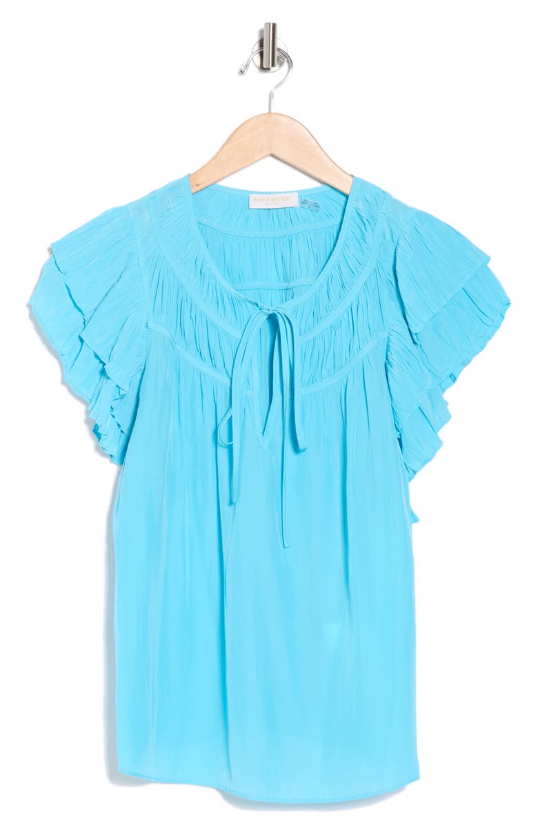 Ramy Brook Sue Ruffle Sleeve Top, Alternate, color, Isola Blue