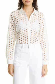 L'AGENCE Lindy Eyelet Button-Up Shirt