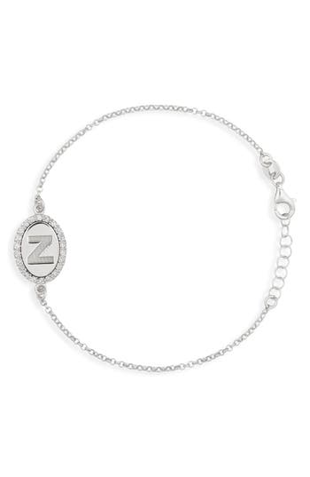 Meshmerise Diamond Initial Disc Bracelet In Metallic