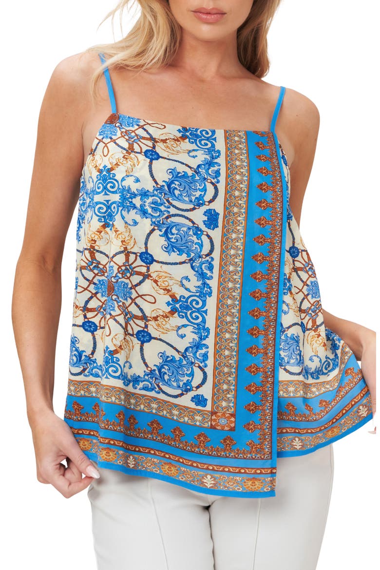 Scarf Print Cotton Camisole, Main, color, BLUE MULTI