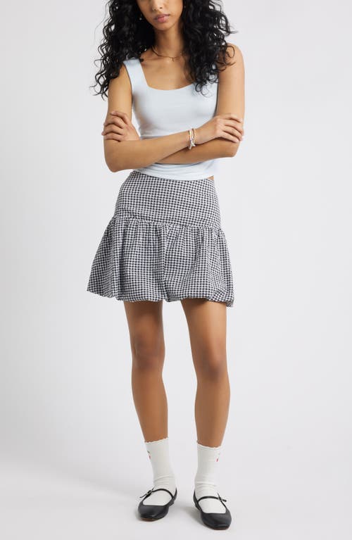 Bp. Gingham Seersucker Bubble Hem Miniskirt In Blue