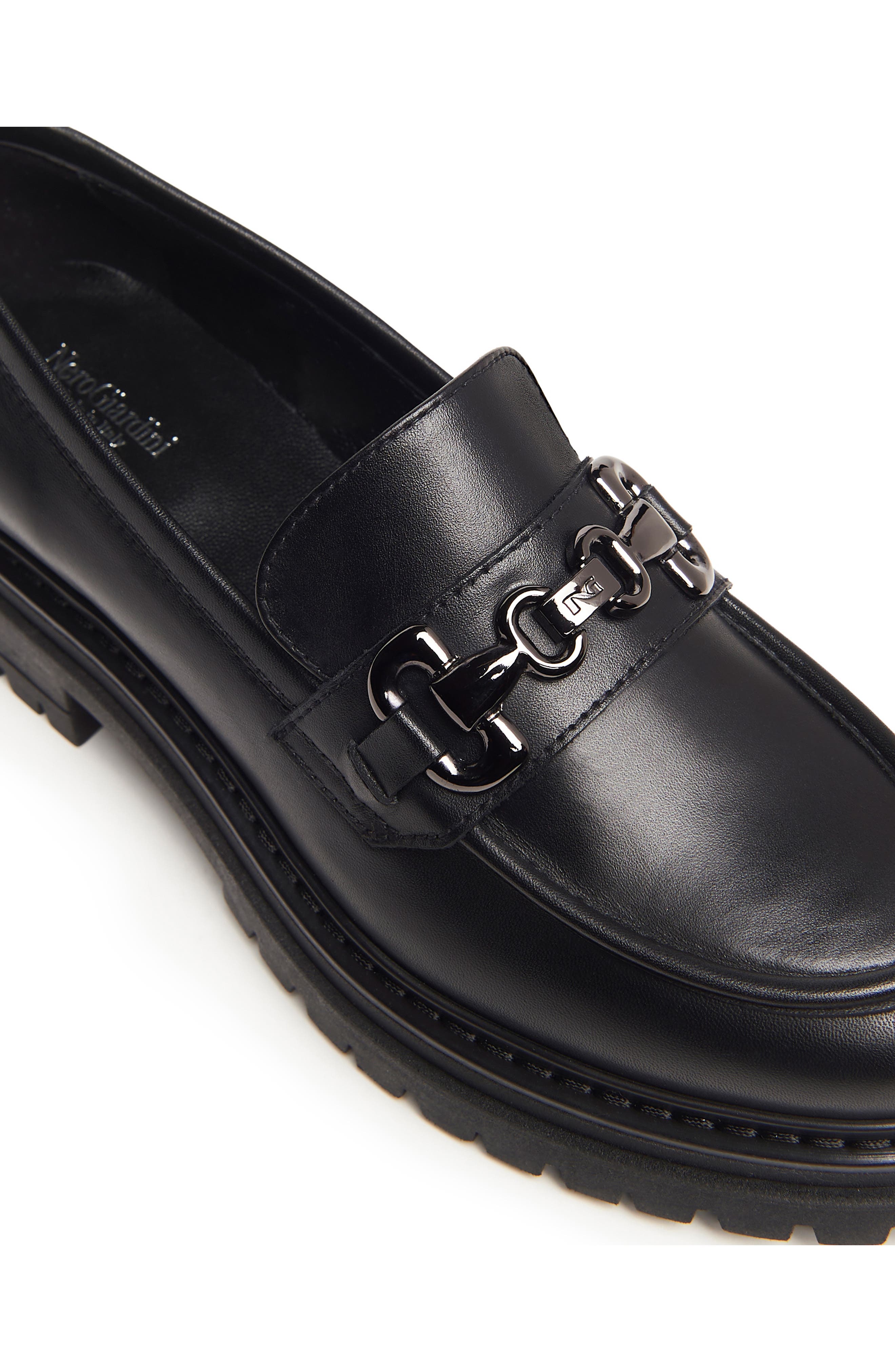 NeroGiardini Lug Sole Bit Loafer, Alternate, color, Black
