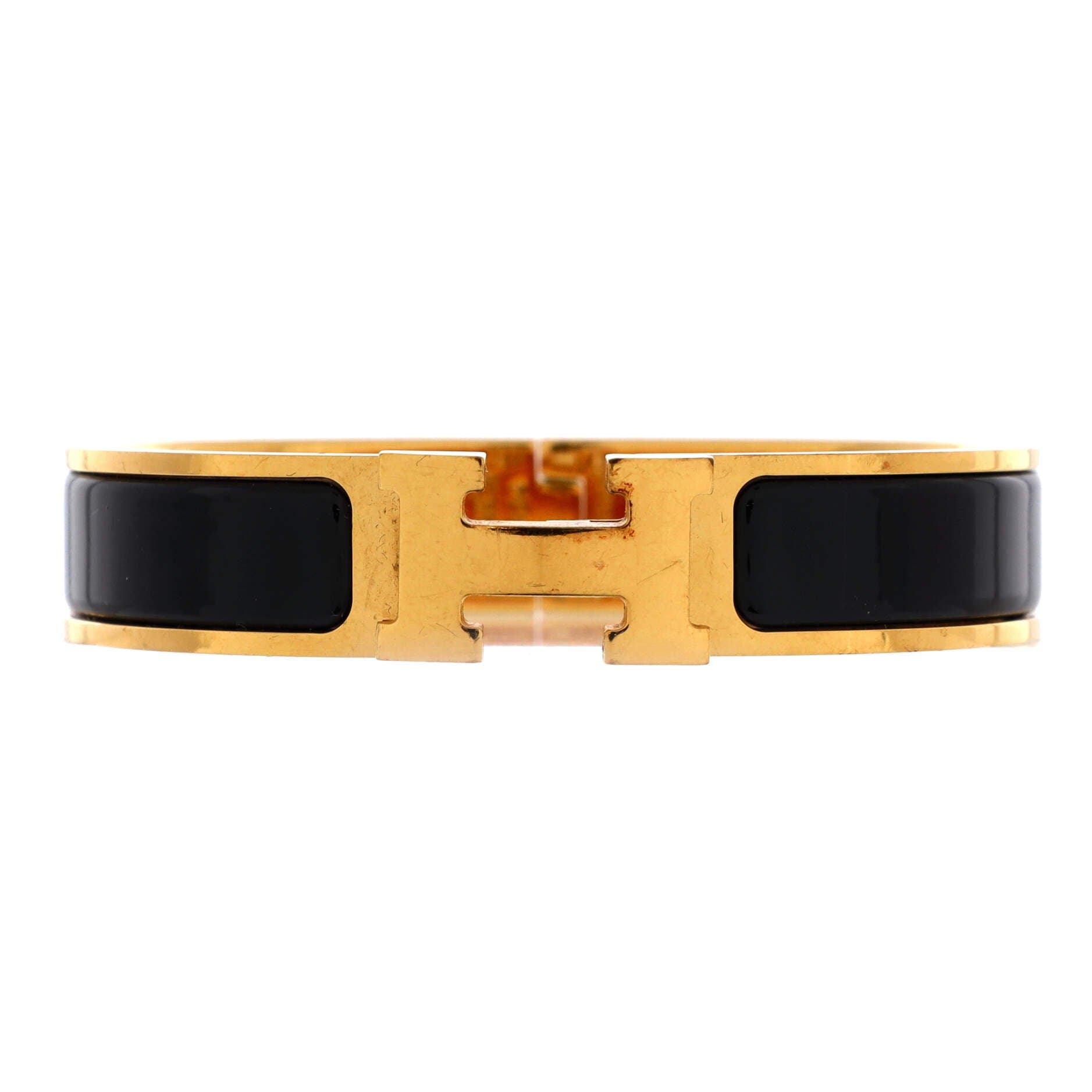 Clic H Bracelet Enamel Narrow, Main, color, Black