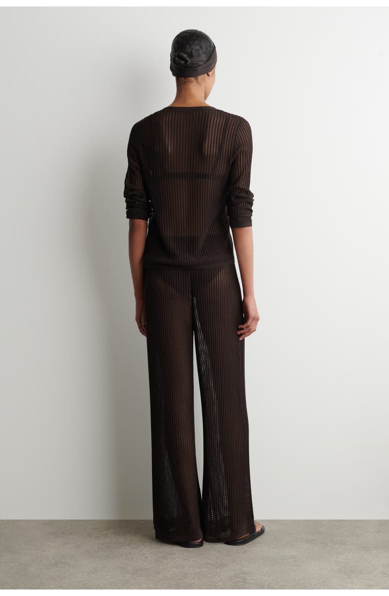 COS Ribbed Open-knit Trousers, Alternate, color, Brown