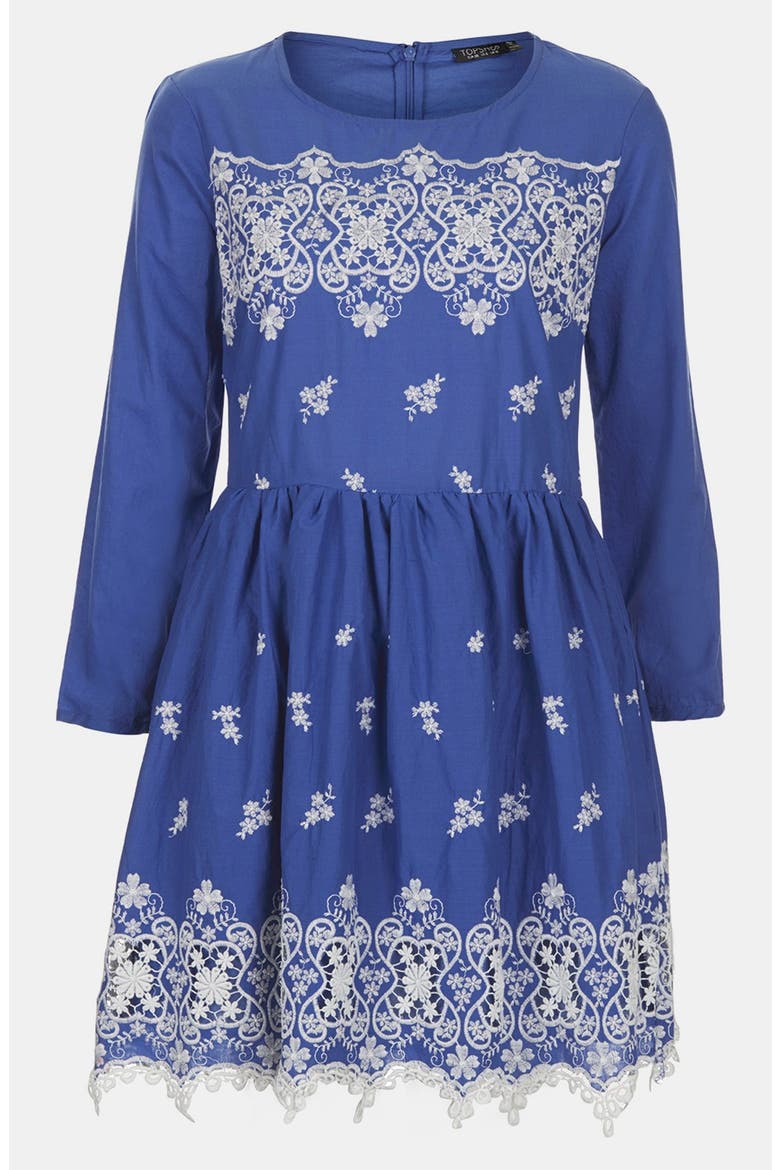 Embroidered Dress, Alternate, color, CORNFLOWER