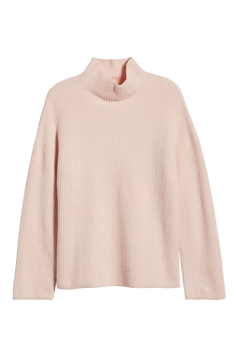 Relaxed Turtleneck Cotton Blend Sweater, Alternate, color, PINK SEPIA