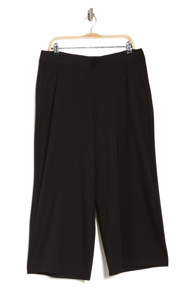 Ponte Knit Crop Wide Leg Pants, Alternate, color, BLACK