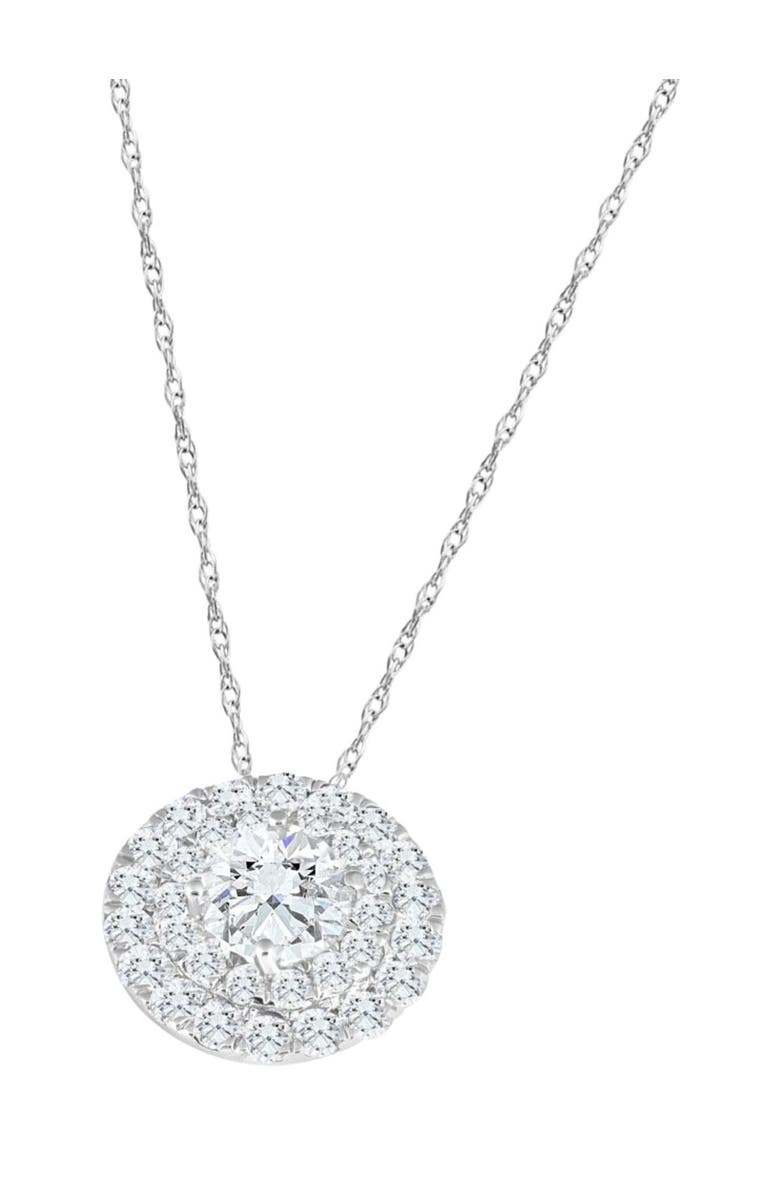 Bliss Diamond 2 1/5Ct TW Diamond (1ct center) Round Halo Pendant Gold Necklace Lab Grown, Alternate, color,