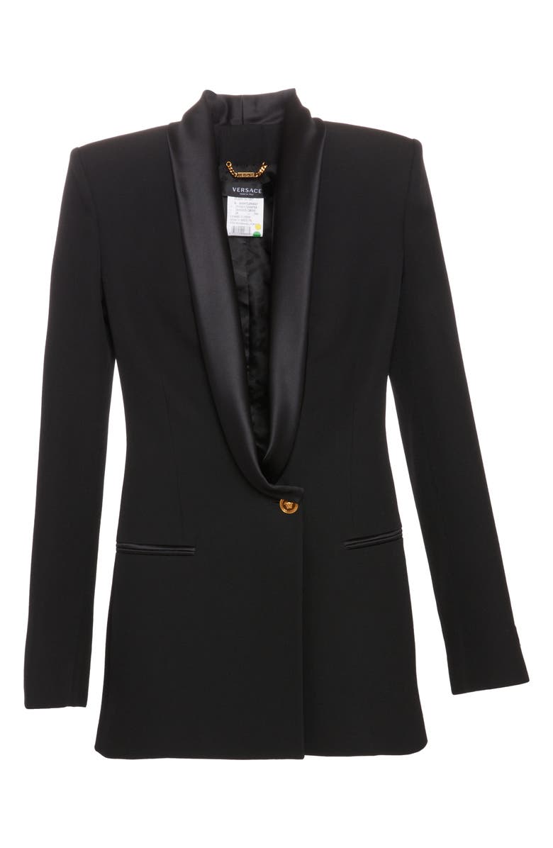 Versace Grain de Poudre Wool Tuxedo Jacket, Alternate, color,