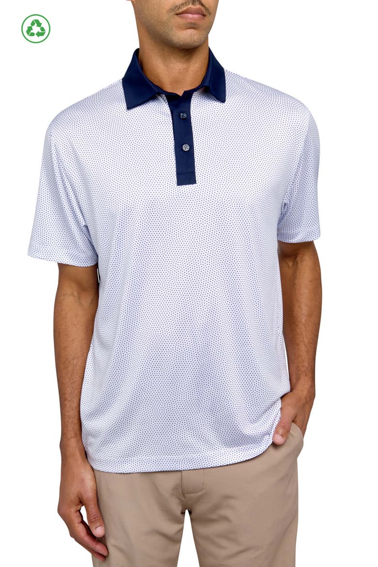 Dot Print Performance Golf Polo, Main, color, WHITE/BLACK