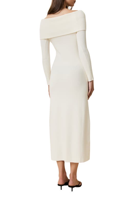 Solid & Striped The Sabrina Off The Shoulder Long Sleeve Sweater Dress In Neutral