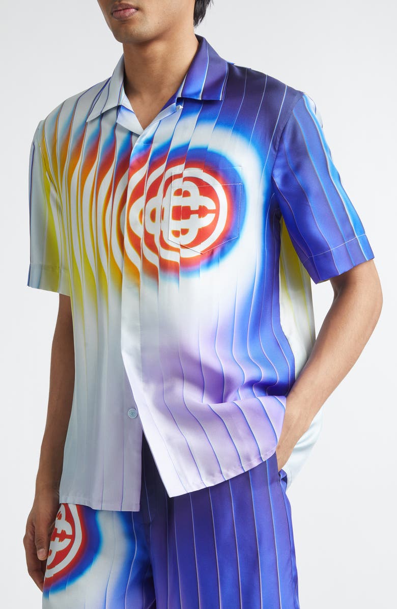 Casablanca Shockwave Silk Camp Shirt, Alternate, color, Silk Twill