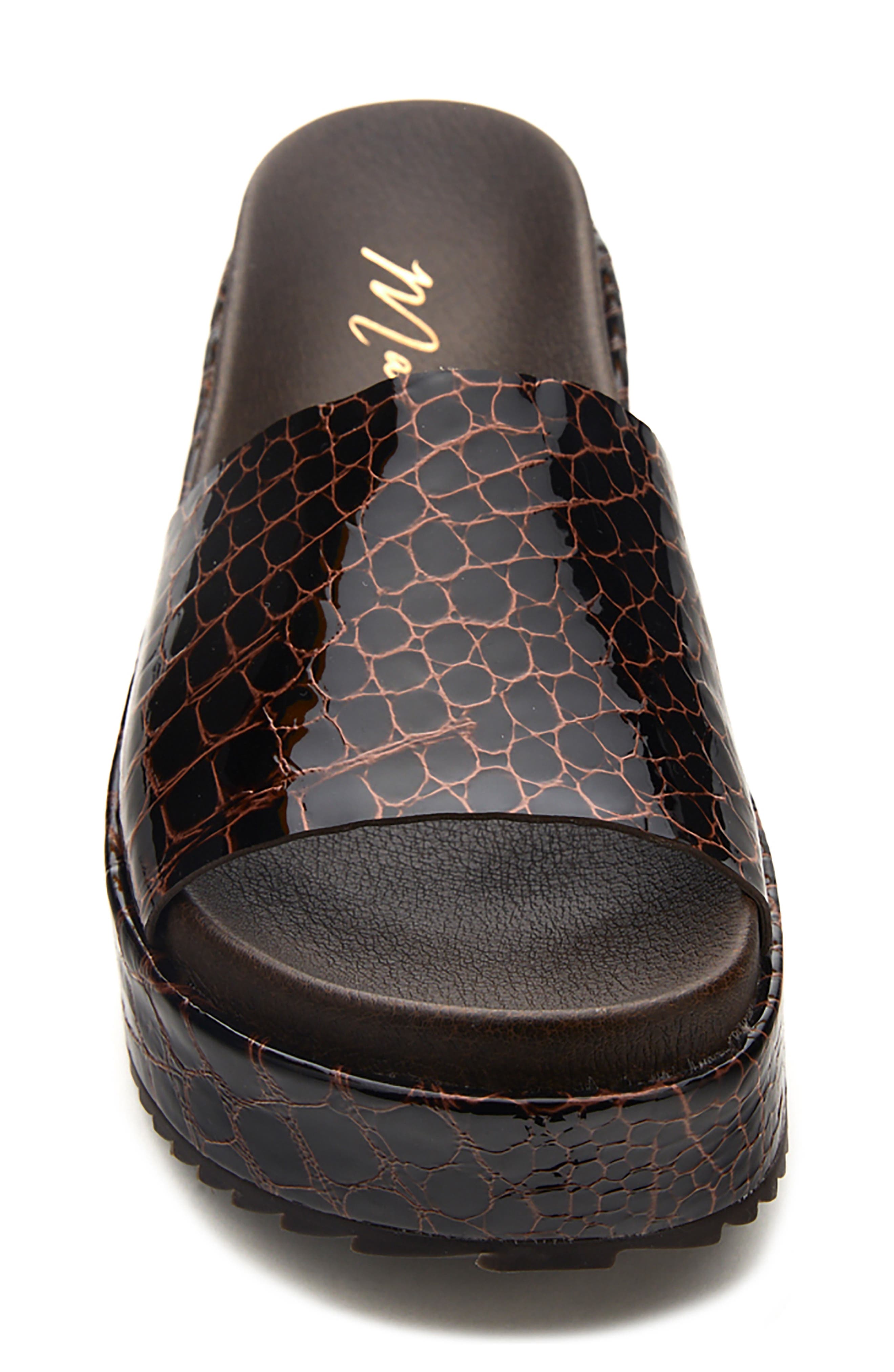 Hideaway Genuine Calf Hair Platform Slide Sandal, Alternate, color, BROWN CROC CALF HAIR