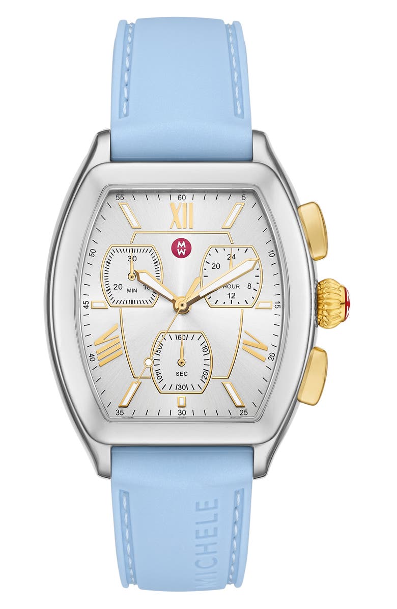 MICHELE Releve Sport Silicone Strap Watch, 45mm, Main, color,