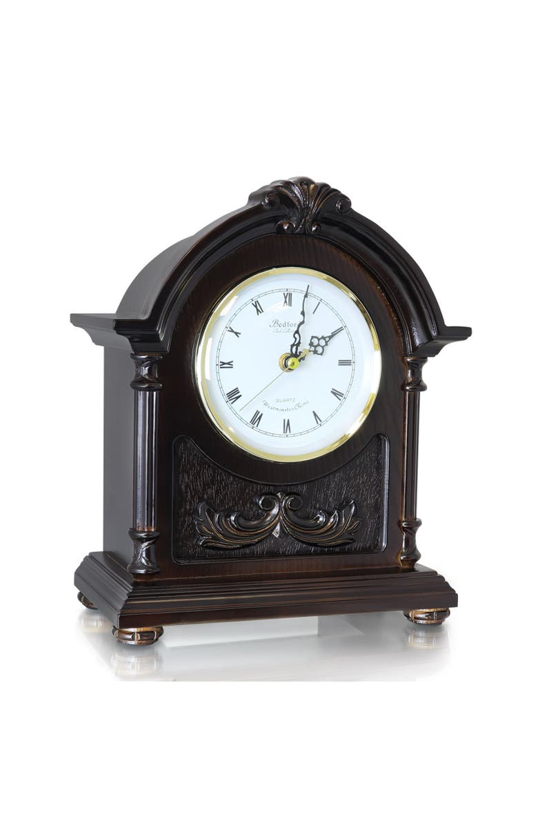 Bedford Clock Collection Wood Mantel Clock with Chimes, Alternate, color, Dark Brown
