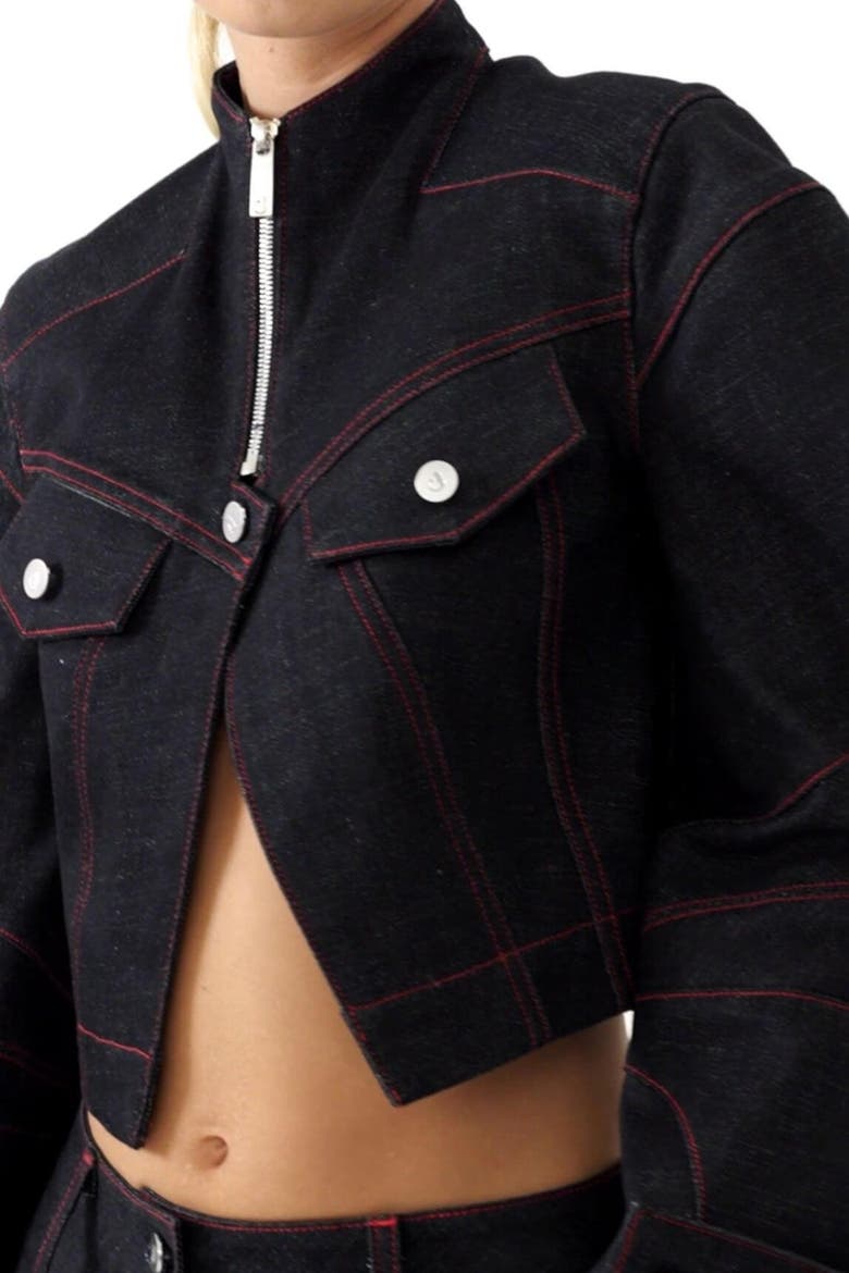 Davidson Cropped Denim Jacket, Alternate, color, Deep Blue
