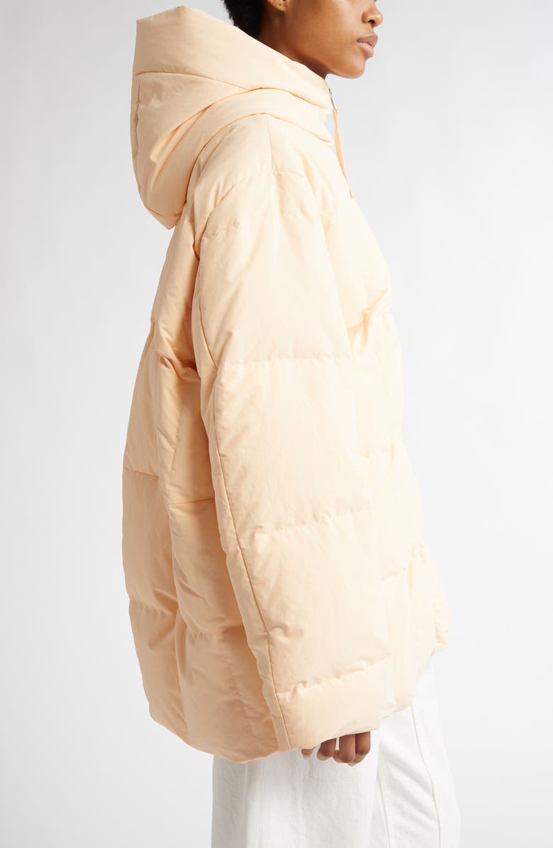Jil Sander Quilted Recycled Down Jacket with Hood, Alternate, color, English Rose