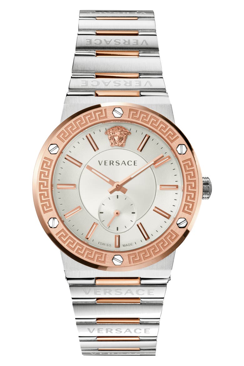 Greca Logo Bracelet Watch, 41mm, Main, color, TWO TONE