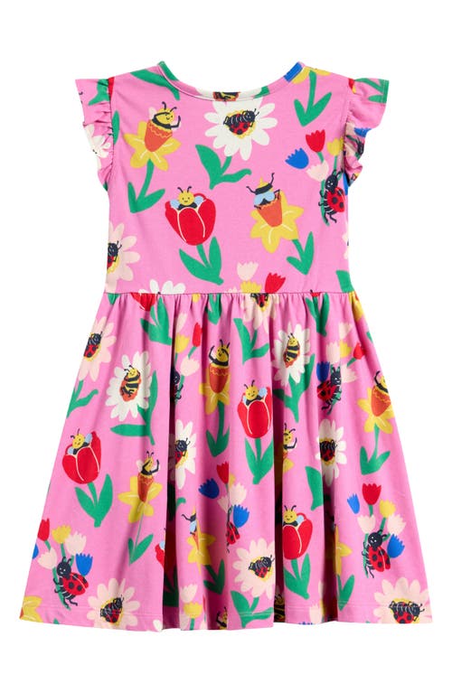 Mini Boden Frill Sleeve Jersey Dress Sugared Lilac Spring Garden Girls Boden In Sugared Lilac Spring Garden