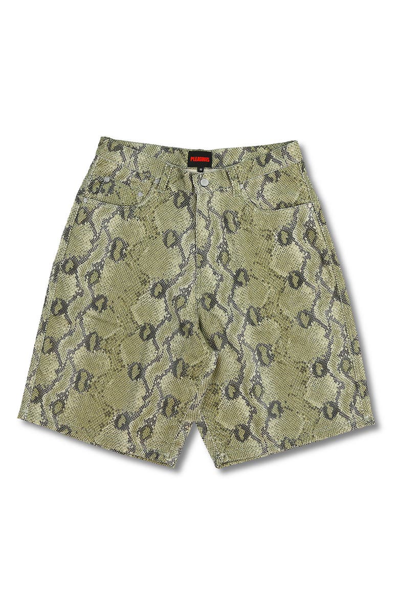 PLEASURES Rattlesnake Print Five Pocket Shorts, Alternate, color, 