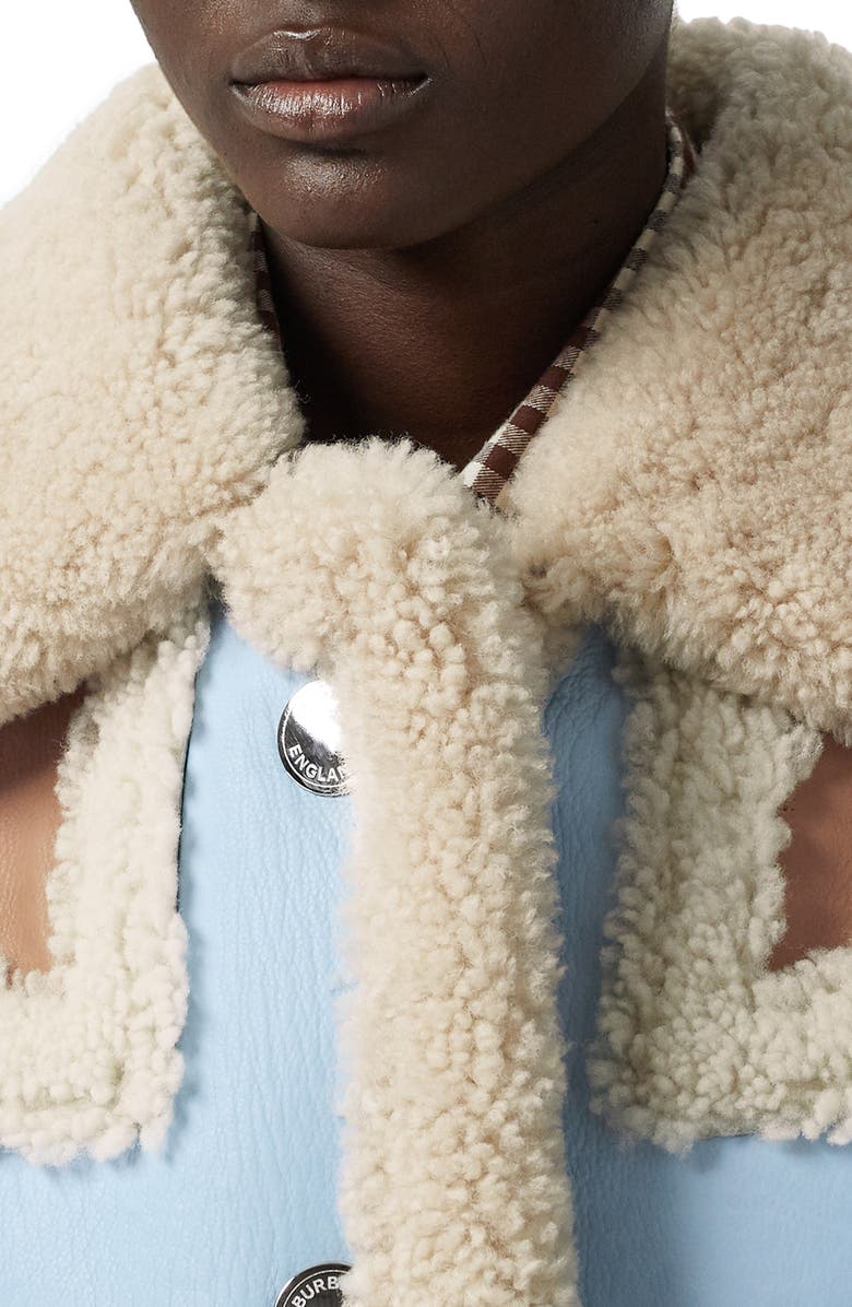 Burberry Two-Tone Genuine Shearling & Leather Coat, Alternate, color,