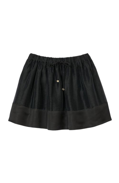 Sandro Short Dual Material Skirt In Black